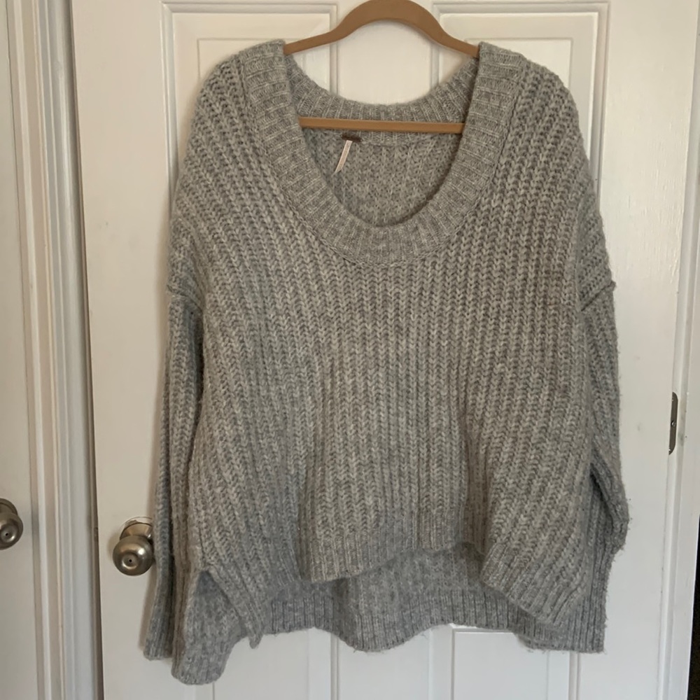 Free People Swingy Oversized Grey Sweater - XS